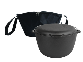 Казан туристичний чавунний Brizoll 10 л, з кришкою-сковородою та чохлом KT10-2CH фото